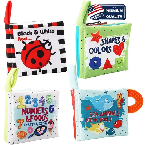 Libros para bebés, regalos de juguetes para bebés, libros arrugados de tela para bebés, bebés de 0-3-6-12-18 meses, juguetes de aprendizaje temprano