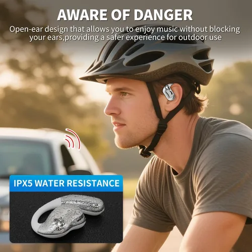 Miniatura 6 de Auriculares de oreja abierta con pantalla táctil, auriculares inalámbricos de conducción ósea Bluetooth 5.4, tiempo de reproducción de 68 horas