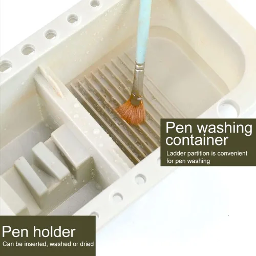 Miniatura 3 de Bibabala Limpiador de pinceles de pintura al óleo con bandeja de paleta de pintura, tazas de pintura con tapas, soporte para pinceles de pintura
