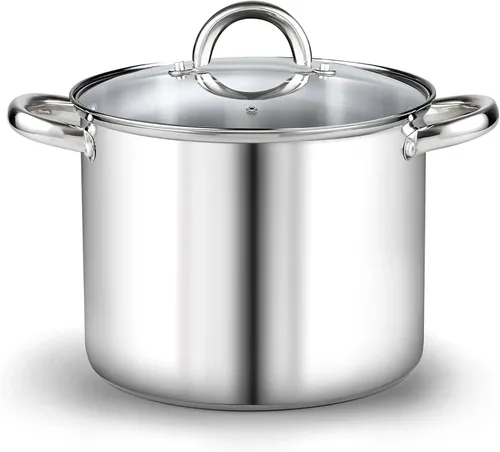Miniatura 16 de Cook N Home Olla de acero inoxidable de 3 cuartos de galón, olla pequeña con tapa de vidrio, olla básica para saucier, asas de silicona que se