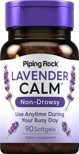 Piping Rock Píldoras calmantes de lavanda | 90 cápsulas blandas | Suplemento sin somnolencia | Sin OMG, sin gluten