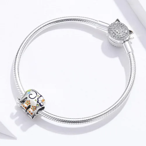 Miniatura 3 de WOSTU Dije de plata de ley 925 con diseño de elefante, gato y mariposa, joyería para mujeres y niñas, pulsera con dije colgante, regalo