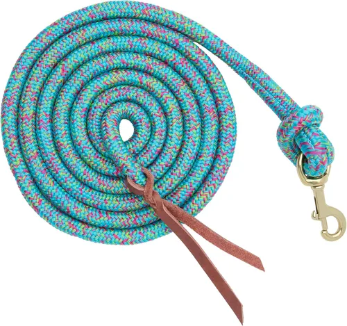 Miniatura 12 de Correa de plomo poli cowboy de cuero Weaver con broche, 5/8" x 10', Lila claro/Azul claro/Verde claro Morado claro/azul claro/verde claro