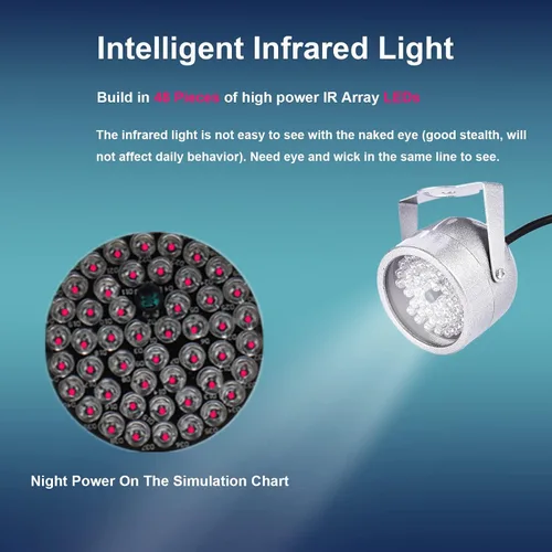 Miniatura 3 de ASHATA IR, 48 LED de visión nocturna IR luz infrarroja para cámara de seguridad CCTV y cámara IP, gran angular de 60 grados, distancia