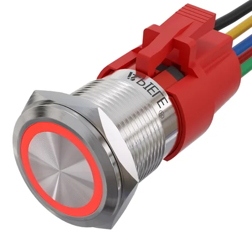 Miniatura 24 de APIELE Interruptor momentáneo de botón de encendido y apagado de 0.748 in de aleación de aluminio con cabezal de ojo de ángel LED de 12 V