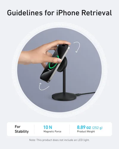 Miniatura 7 de Anker MagGo - Soporte compatible con cargador MagSafe para iPhone 17, estación de carga inalámbrica magnética rápida de 15 W, cargador inalámbrico