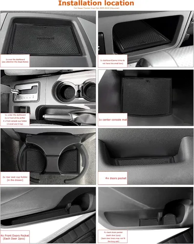 Miniatura 5 de auovo Alfombrillas antipolvo para Frontier Crew Cab 2005-2020, accesorios Xterra 2005-2015, ajuste personalizado, forros para bolsillo de puerta