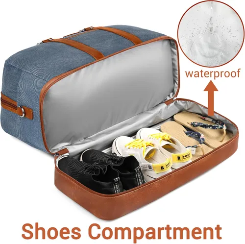 Miniatura 186 de IBFUN Bolsas de fin de semana para mujer, bolsa grande de lona para viaje, bolsa de viaje con compartimento para zapatos, 21 pulgadas, juego de 3