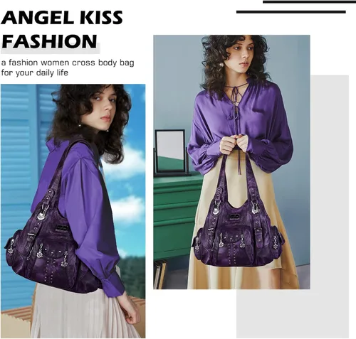 Miniatura 7 de Angel Kiss Bolsos de mano para mujer, de piel sintética suave, bolsas de hobo grandes para damas, asa superior, bolso de hombro, bolso con asa