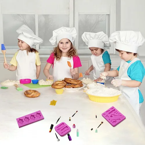 Miniatura 4 de Moldes de silicona de chocolate para maquillaje, molde de fondant de lápiz labial para hornear decoración de pastel de cumpleaños de niña