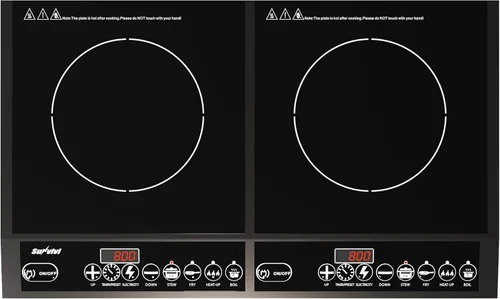 Miniatura 10 de Sunvivi Cocina de inducción portátil: 2 quemadores en 1, estufa eléctrica de encimera de grado comercial con pantalla táctil LED, 8 niveles