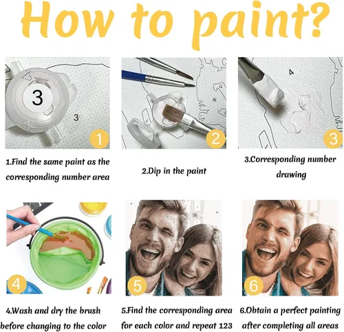 Miniatura 6 de Pintura personalizada por números, pintura personalizada por números para principiantes, pintura al óleo de lienzo para hacer tu foto, juego