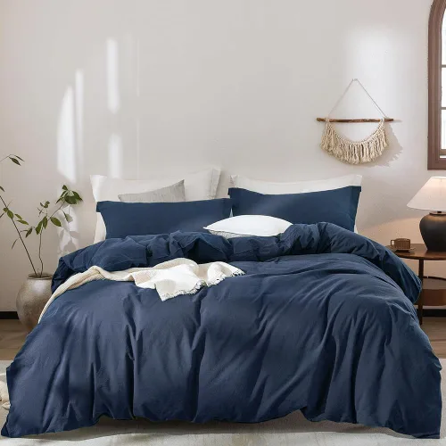 Miniatura 51 de CLOTHKNOW Juego de edredón a rayas tamaño King de 3 piezas, juego de edredón negro y blanco, edredón suave de estilo granja con 2 fundas de almohada