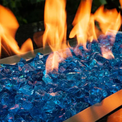 Miniatura 5 de Celestial Fire Glass - Triturado, azul tropical (1/2" a 3/4") Tarro de 10 libras