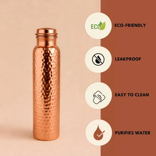 Miniatura 8 de Botella de agua ayurvédica de cobre de 34 onzas, hecha a mano, 100% cobre puro, botella martillada para beber a prueba de fugas y recipiente de agua