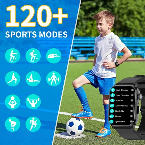 Miniatura 5 de EZON Reloj inteligente para niños y niñas, reloj HD de 1.83 pulgadas con función de llamada, juegos, podómetro, frecuencia cardíaca, SpO2, monitor