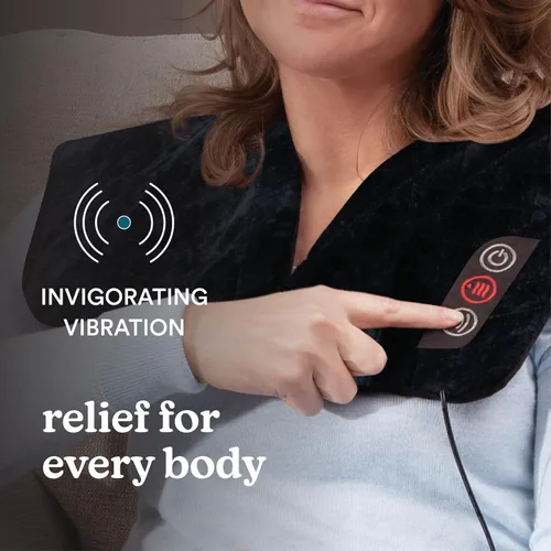 Miniatura 3 de HoMedics Almohadilla térmica, doble intensidad vibratoria calentada, envolvente de masaje para cuello y hombros para ayudar y rejuvenecer