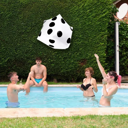Miniatura 5 de CCINEE Dados inflables gigantes de 20 pulgadas, dados inflables gigantes blancos y negros para juego de mesa al aire libre y decoración de fiesta