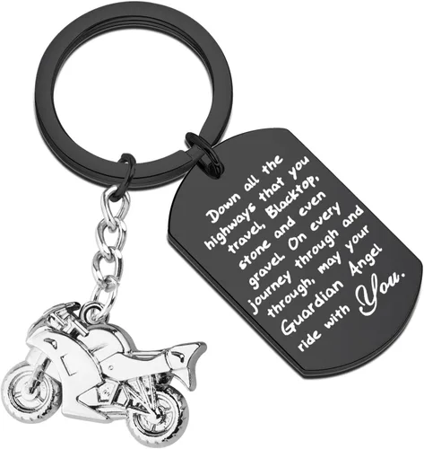 Miniatura 12 de FUSTMW Llavero de motociclista, regalo de motocicleta, llavero seguro para que tu ángel guardián viaje contigo, nuevo regalo para motociclista
