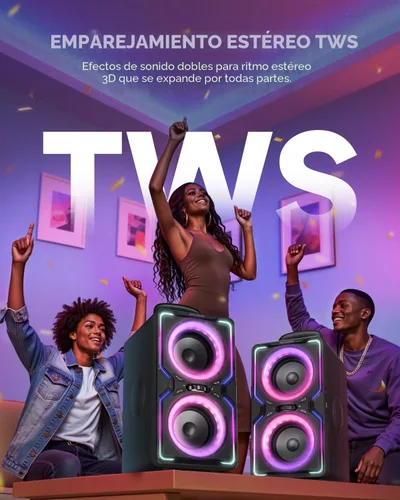 Miniatura 5 de Hotlemon Altavoz Bluetooth grande: 240 W pico potente sonido fuerte con graves profundos, tiempo de reproducción de 15 horas, carga rápida, TWS