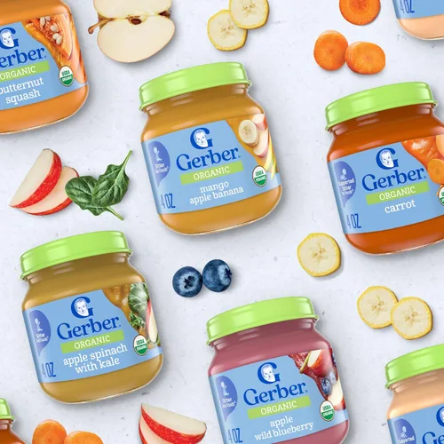 Miniatura 11 de Gerber Alimento para bebés etapa 2, tarro orgánico de arándanos salvajes de manzana, puré de frutas, vitamina C, sin OMG, fruta de alimentos
