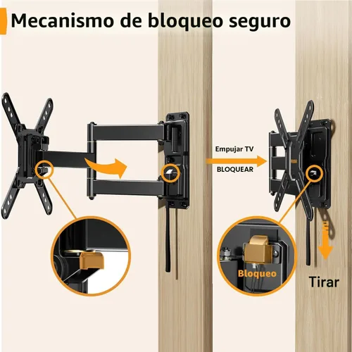 Miniatura 4 de Perlegear Soporte de TV RV con cerradura para televisores de 13 a 43 pulgadas de hasta 44 libras, soporte de pared para TV RV de movimiento completo