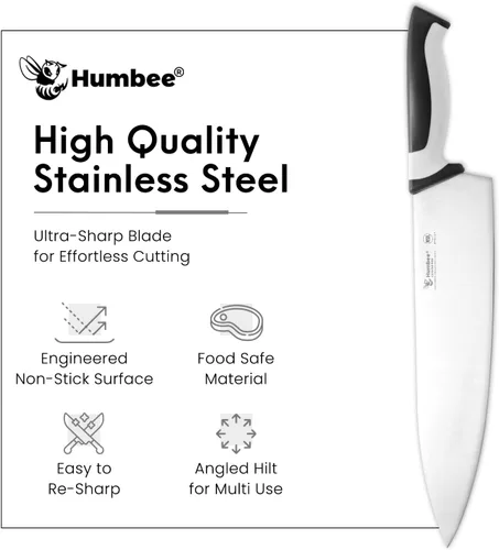 Miniatura 5 de Cuchillo de chef de 12 pulgadas, hoja de acero inoxidable de alto carbono certificada NSF – Mango ergonómico codificado por colores, cuchillo