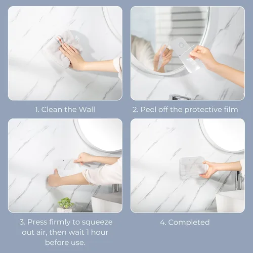 Miniatura 7 de Bandeja organizadora de pared sin taladros, caja de almacenamiento transparente extraíble con orificios de drenaje, plástico PET, ideal para objetos