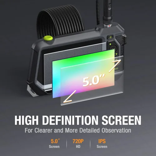 Miniatura 2 de Endoscopio de doble lente con monitor de 5", Cámara de inspección de boroscopio industrial resistente al agua Teslong NTS500 con lente doble de 0.21
