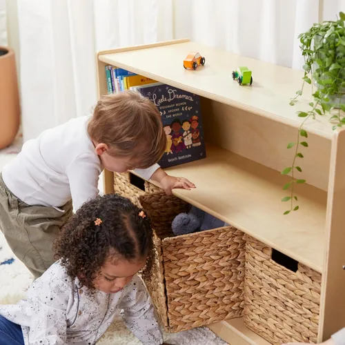 Miniatura 10 de ECR4Kids Gabinete de almacenamiento móvil de 2 estantes, muebles de aula, lavado gris