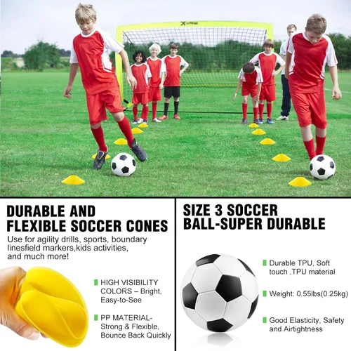 Miniatura 6 de Kids Soccer Goals for Backyard Set of 2, 4 x 3 ft/6 x 4 Toddler Soccer Goal Training Equipment with Soccer Ball, Cones, Pop Up Soccer Net for Kids