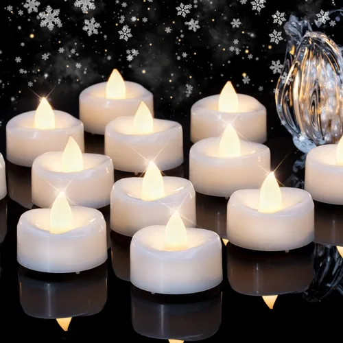 Miniatura 22 de merrynights - Velas LED sin llama, paquete de 12 velas pequeñas a pilas, velas para decoración de fiestas, hogar, bodas y otoño, 1.5 x 1.25 pulgadas