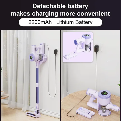 Miniatura 4 de BUTY BULU - Aspiradora inalámbrica de mano, 30KPa, batería recargable de 2200mAh, aspiradora ligera pequeña, escoba eléctrica, tiempo de ejecución