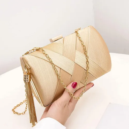 Miniatura 3 de Elegante bolso de mano de seda con colgante de borla para mujer, para novia, boda, graduación, fiesta de noche