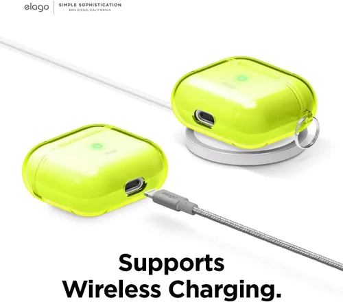 Miniatura 7 de elago Funda transparente con llavero compatible con AirPods 3, cinta de gel incluida, reducción del amarilleo, protección transparente, soporta