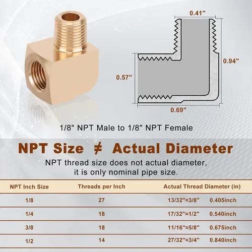 Miniatura 2 de 2 unids 1/8 "accesorios de latón de 90 grados Barstock Street Elbow 1/8 "NPT macho tubo a 1/8 "NPT hembra codo de tubo forjado accesorios de tubería