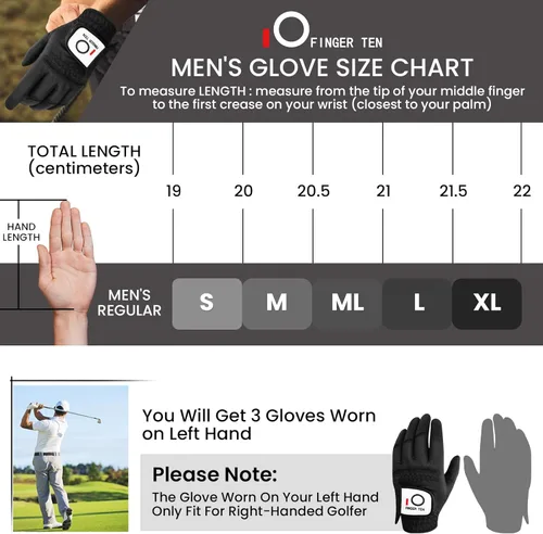 Miniatura 6 de FINGER TEN Guantes de golf para todo tipo de clima, paquete de 3 para golfista diestro, agarre de lluvia caliente y húmeda, guantes suaves y cómodos