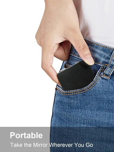 Miniatura 9 de Omiro - Espejo compacto, cuero PU clásico. Ampliación 1x/3x, ultra portátil para el bolsillo, ideal para bolsos y viajes (negro)