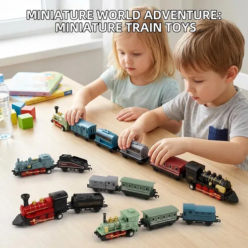 Miniatura 4 de Exasinine 4 Juegos de Modelos de Tren de Vapor con Locomotora de Metal Fundido a Presión con Retroceso para Exhibición o Juego - Decoración Ideal