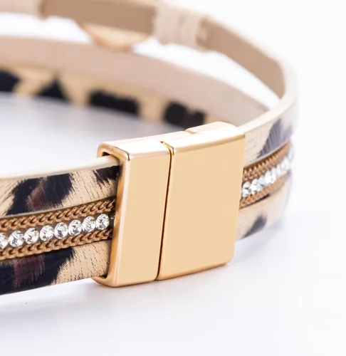 Miniatura 221 de FANCY SHINY - Pulsera de cuero estilo bohemio, pulsera de cuentas de cristal con cierre magnético, regalos de joyería para mujer