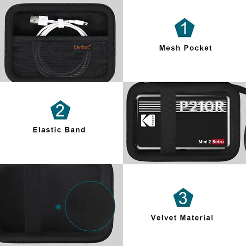 Miniatura 5 de Canboc Funda de transporte para impresora fotográfica portátil Kodak Mini 2 Retro 4PASS (2.1 x 3.4 pulgadas), bolsillo de malla para papel