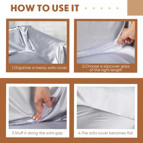 Miniatura 4 de Yinkin Funda para sofá de 8 y 16 pulgadas, funda de sofá larga transparente de PVC antideslizante, agarres para sofá seccional, fundas de sofá