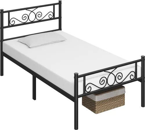 Miniatura 9 de Topeakmart Base de cama de metal clásico negro de 13 pulgadas con cabecero, base de colchón, plataforma de cama, base de cama con listones
