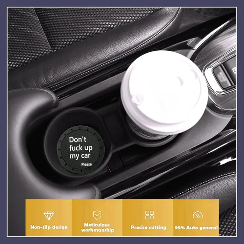 Miniatura 7 de UGSHY 2 unidades de posavasos para tazas de coche, 2.75" de PVC antideslizante y aislante con diseño de nido de abeja, decoración, "No estropees mi