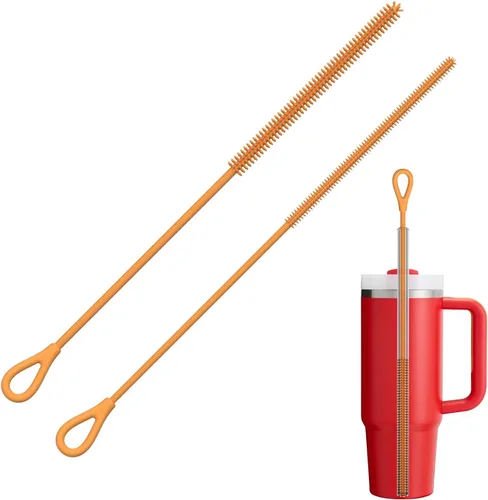 Miniatura 7 de YOTIME Cepillo Limpiador de Pajitas de Silicona, 2 Piezas Cepillo Reutilizable para Pajitas Extra Largo para Limpiar Vaso con Mango y Pajitas