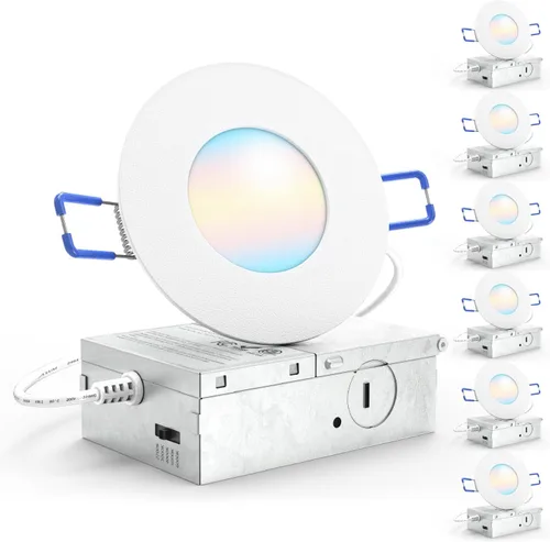 Sunco Paquete de 6 Luces LED Empotradas de 3 Pulgadas, Iluminación de Techo Ultra Delgada, 500 LM, 8W (Equivalente a 50W), Seleccionable 3000K