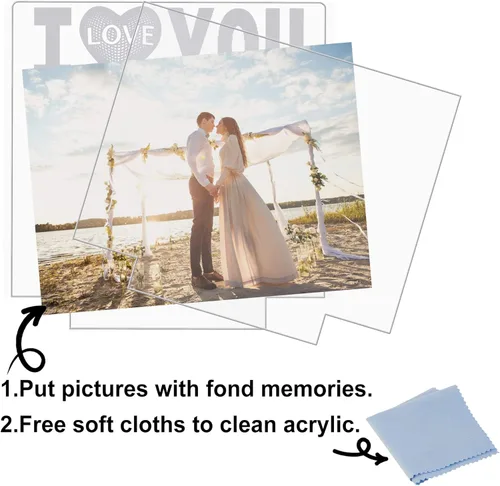 Miniatura 5 de Attivolife Marco de fotos con texto en inglés "I Love You" para mujer, marco de fotos iluminado con luz nocturna LED, regalos para parejas, esposos