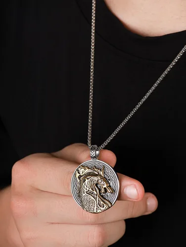 Miniatura 5 de HAQUIL Fenrir Wolf Necklace, Norse Wolf Fenrir Ragnarok Pendant,Viking Jewelry Gift for Men and Women