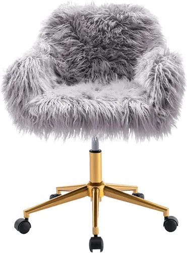 Miniatura 10 de Silla de escritorio moderna de piel sintética, silla de oficina en casa para mujeres, niñas y adolescentes, silla de escritorio negra giratoria