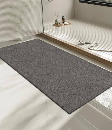 Miniatura 59 de Chakme Juego de 2 alfombras de baño ultrafinas, absorbentes, antideslizantes, lavables a máquina, color negro, 17 x 24 pulgadas / 17 x 30 pulgadas
